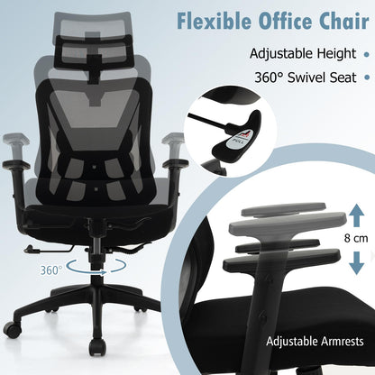 Mesh Office Chair, Ergonomic High Back Swivel Computer Desk Chair with Adjustable Lumbar Support (70 x 63 x 129 cm)