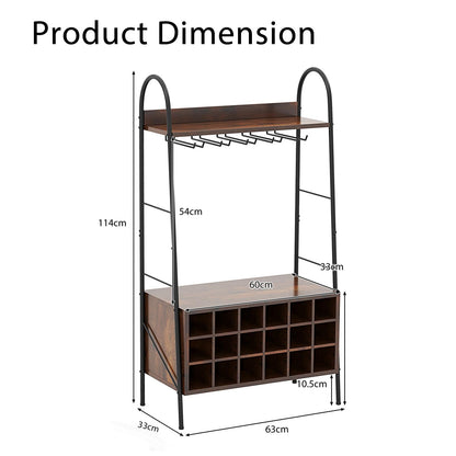 GiantexUK Wine Bar Cabinet, Freestanding Wine Baker’s Rack with Removable 18 Bottles Wine Rack