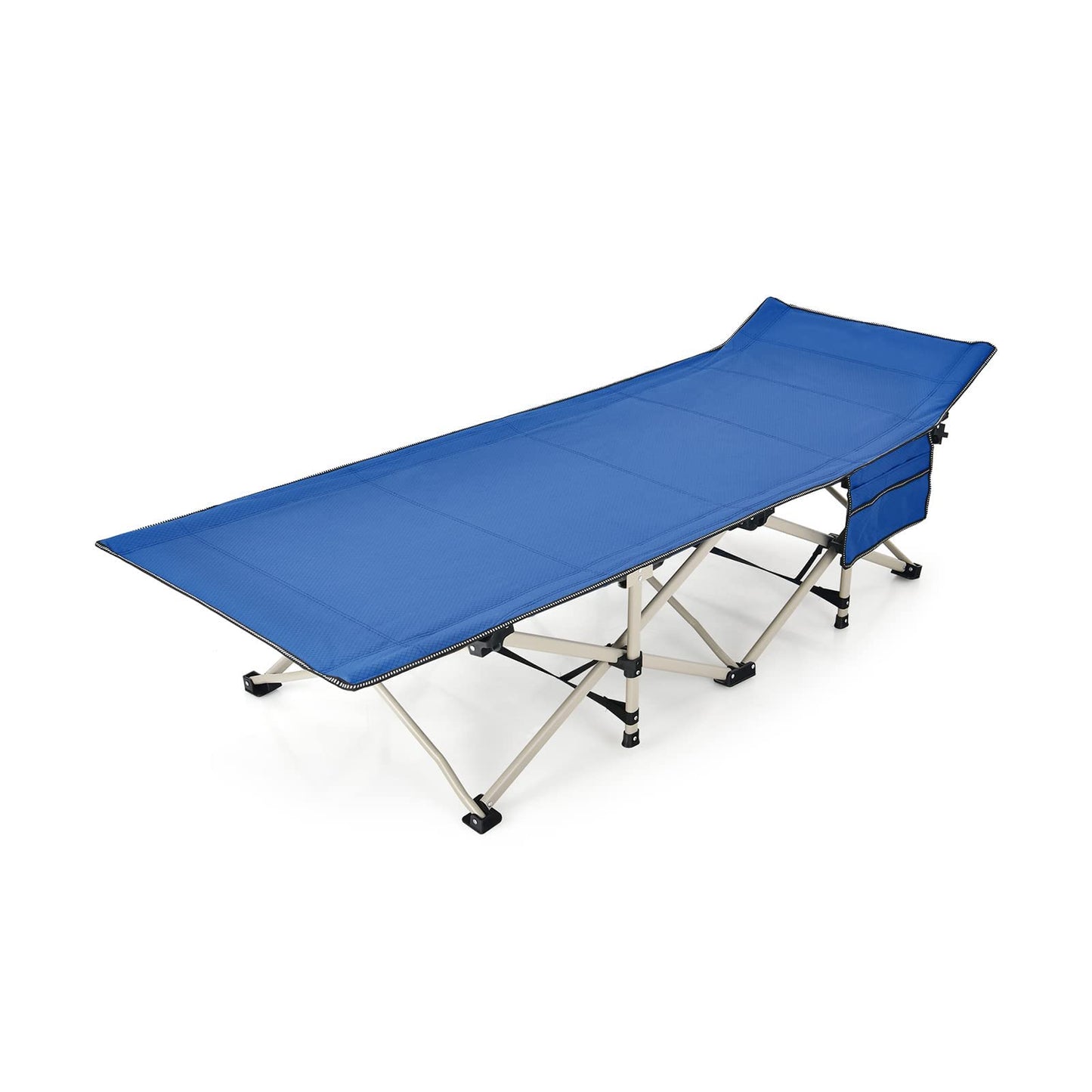 GiantexUK Folding Camping Cot, Extra Wide Sturdy Camp Bed with Carry Bag and Side Storage Pocket