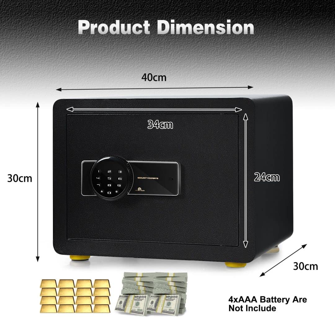 GiantexUK Electronic Security Safe Cash Box, Digital Keypad Safety Box with Dual Lock Design and Alarming System