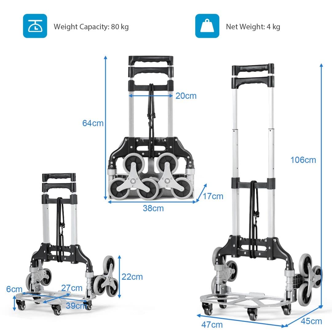 GiantexUK Folding Hand Truck, Heavy Duty Sack Trucks with 10 Wheels