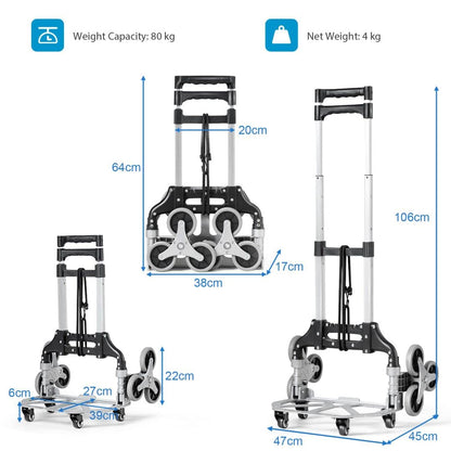 GiantexUK Folding Hand Truck, Heavy Duty Sack Trucks with 10 Wheels