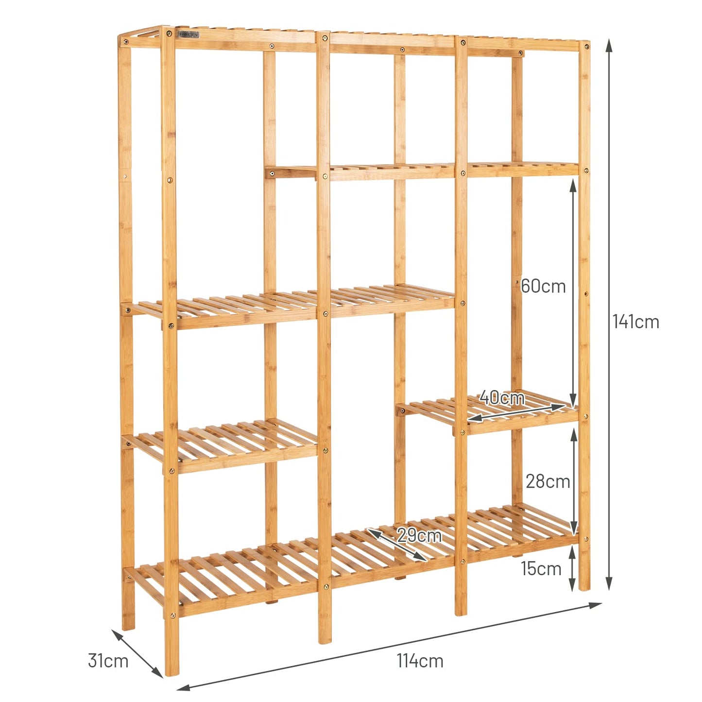 GiantexUK Bamboo Plant Stand, 4/5-Tier 9/12 Potted Plant Shelf Display Holder