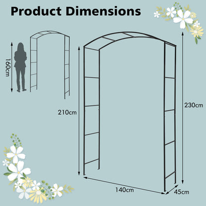 GiantexUK Metal Garden Arch, 2.3M Heavy Duty Trellis Pergola Arbour with 4 Ground Anchors