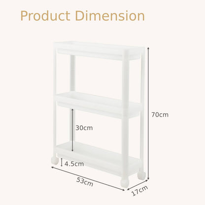 GiantexUK 2 Pack Slim Storage Carts, 3-Tier Detachable Slide Out Trolleys on Lockable Wheels with Hollowed Design