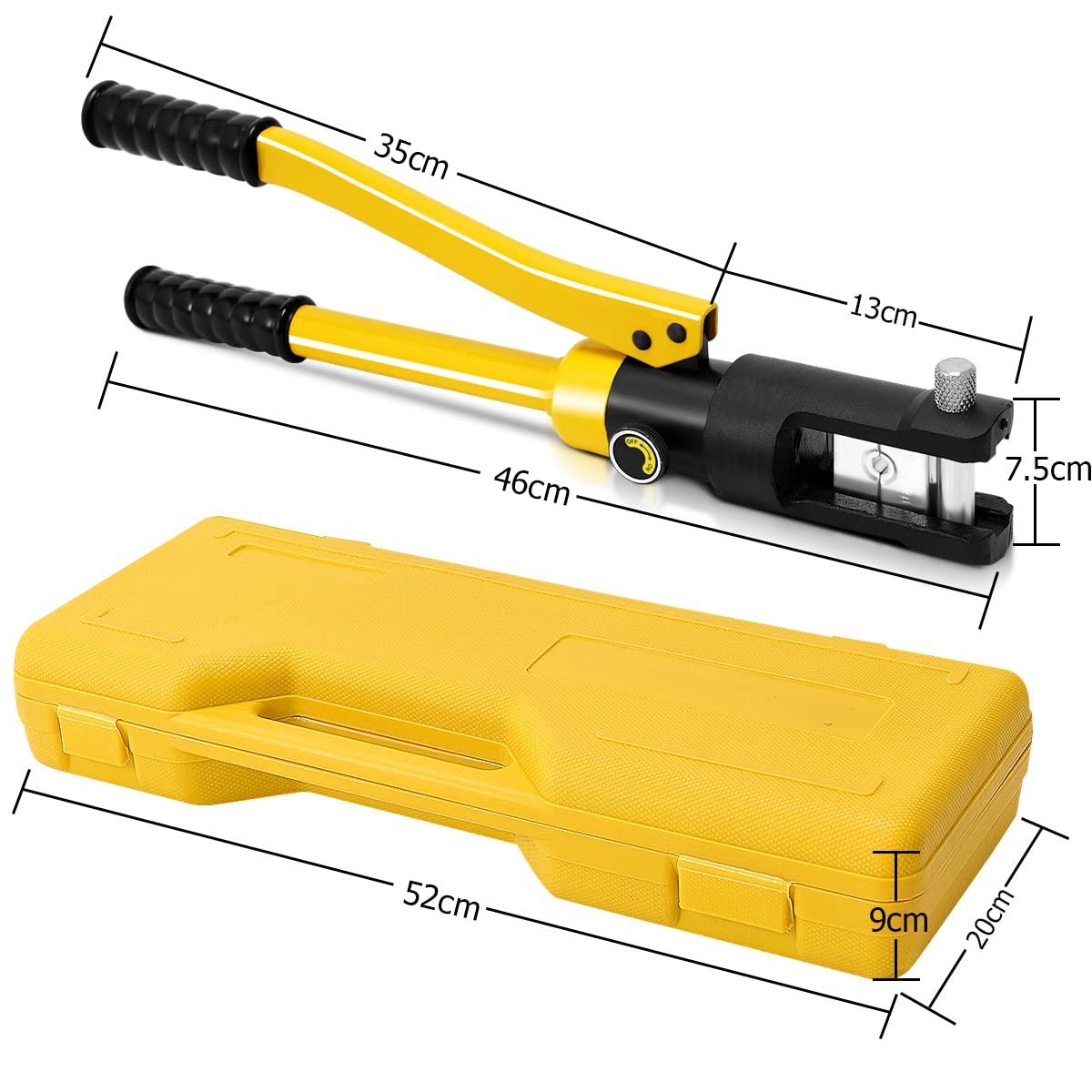 GiantexUK 16 Tons 11 Dies Hydraulic Crimper, Hydraulic Crimping Tool with Carry Case, 16-300 mm² Electric Battery Cable Wire Lug Terminal Crimping Tool Set