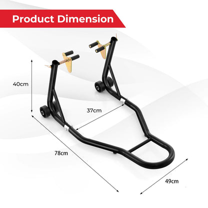 GiantexUK Motorbike Stand, Adjustable Front Track Paddock Stand on Wheels