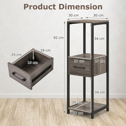 3 Tier Tall Metal Plant Stand, Corner Plant Holder with Anti-tipping Devices (with Middle Drawer)