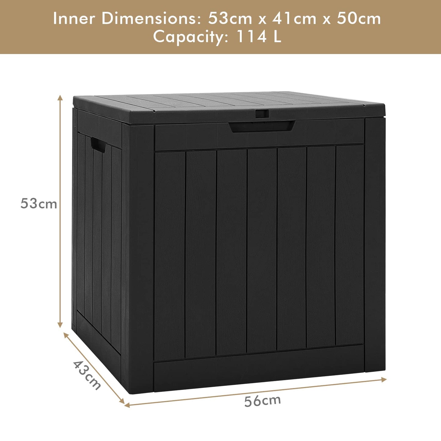 Lockable Garden Storage Box, Large Waterproof Outdoor Deck Box with Sit On Lid & Recessed Handle