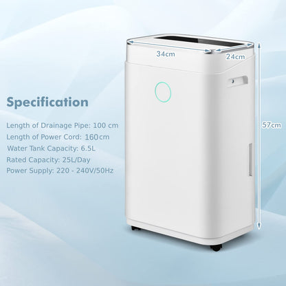 GiantexUK 25L Per Day Portable Dehumidifier, 3 Modes Air Dehumidifier with Digital Humidity Display