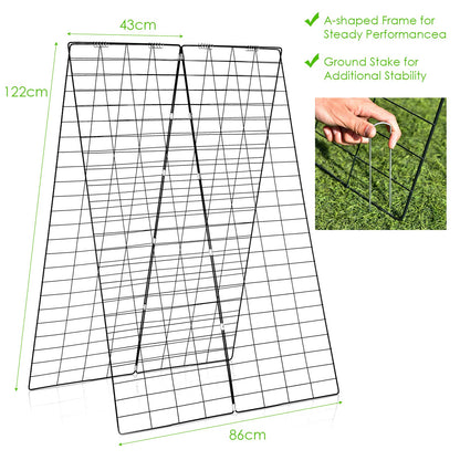 GiantexUK 2-Pack Garden Cucumber Trellis, 4x3FT A-Frame Plant Supports with Twist Tie, 8 Spiral Connectors