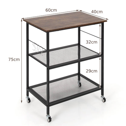 GiantexUK Kitchen Baker's Rack, 3 Tier Serving Cart Microwave Stand with Shelves