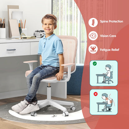 Kids Ergonomic Desk Chair, Height Adjustable Children Armrest Computer Chairs with Sit-Lock Casters