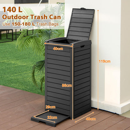 GiantexUK 140L/31 Gallon Outdoor Resin Trash Can, Waterproof Garbage Can with Dual Lid