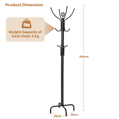 GiantexUK Metal Coat Rack, Free Standing Tree-Shaped Clothes Stand with 12 Hooks