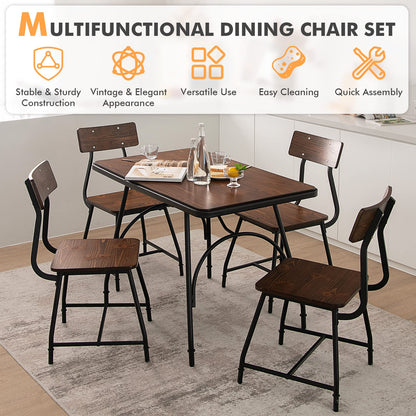 Dining Chairs Set of 2, Metal Frame Kitchen Chairs with Ergonomic Backrest & Non-slip Footpads