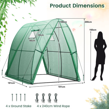 GiantexUK Walk In Greenhouse, Steel Frame Tunnel Growhouse with PE Cover