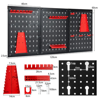 GiantexUK 28Pcs Pegboard Organizer Kit, Wall-Mounted Garage Tool Storage with Tool Holders