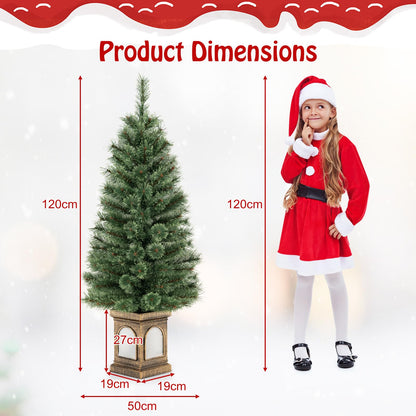 4 FT Artificial Christmas Tree, Xmas Entrance Tree with 100 LED Lights