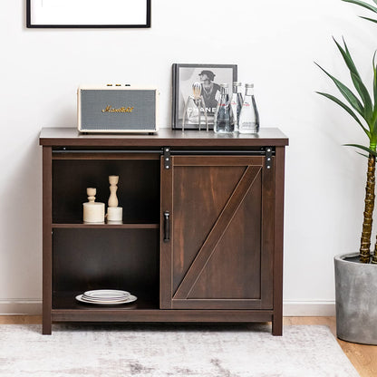 GiantexUK Kitchen Sideboard, Wooden Storage Cabinet with Sliding Door