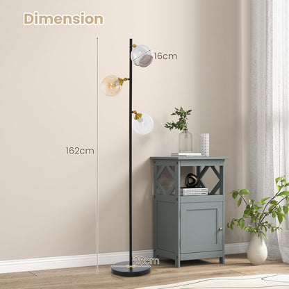 GiantexUK Industrial Floor Lamp, 3-Lights Standing Lamp with Glass Globe Lampshades