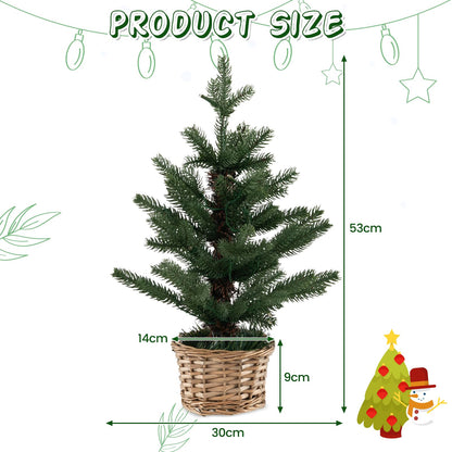 1.5 Mini Pre-lit Christmas Tree, Tabletop Small Artificial Xmas Tree with LED Lights and Stable Base