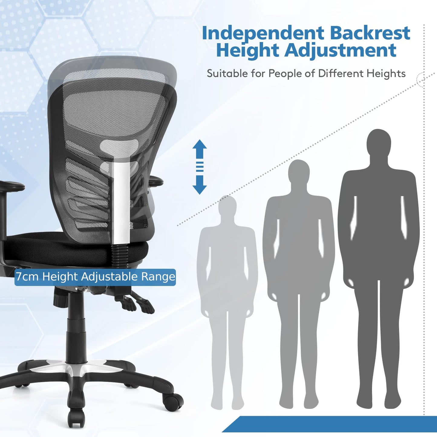 Mesh Office Chair, Height Adjustable Swivel Computer Desk Chair, Ergonomic Mid-Back