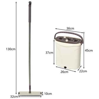 GiantexUK Floor Mop and Bucket Set, Hands-Free Flat Floor Cleaning Mop with 2PCS Microfiber Pads & 360° Rotating Head