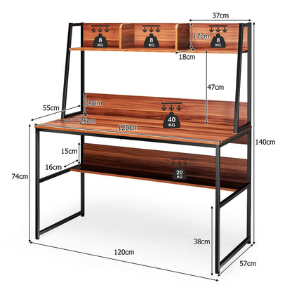 Computer Desk with Storage Bookshelf, 2-in-1 Workstation PC Laptop Table