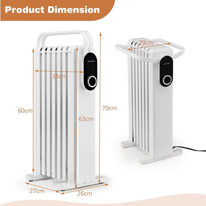 GiantexUK 7 Fins Oil Filled Radiator, Portable Electric Heater with Overheat Protection