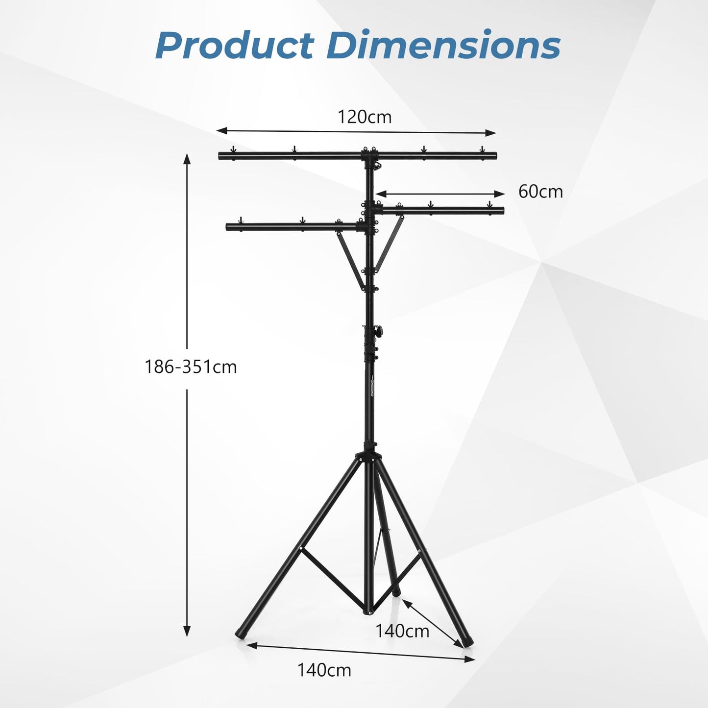 GiantexUK T-Bar Lighting Stand, 8 Lights Portable Photography Lights Tripod Stand with 11 level Adjustable Heights & 8 Hanging Points