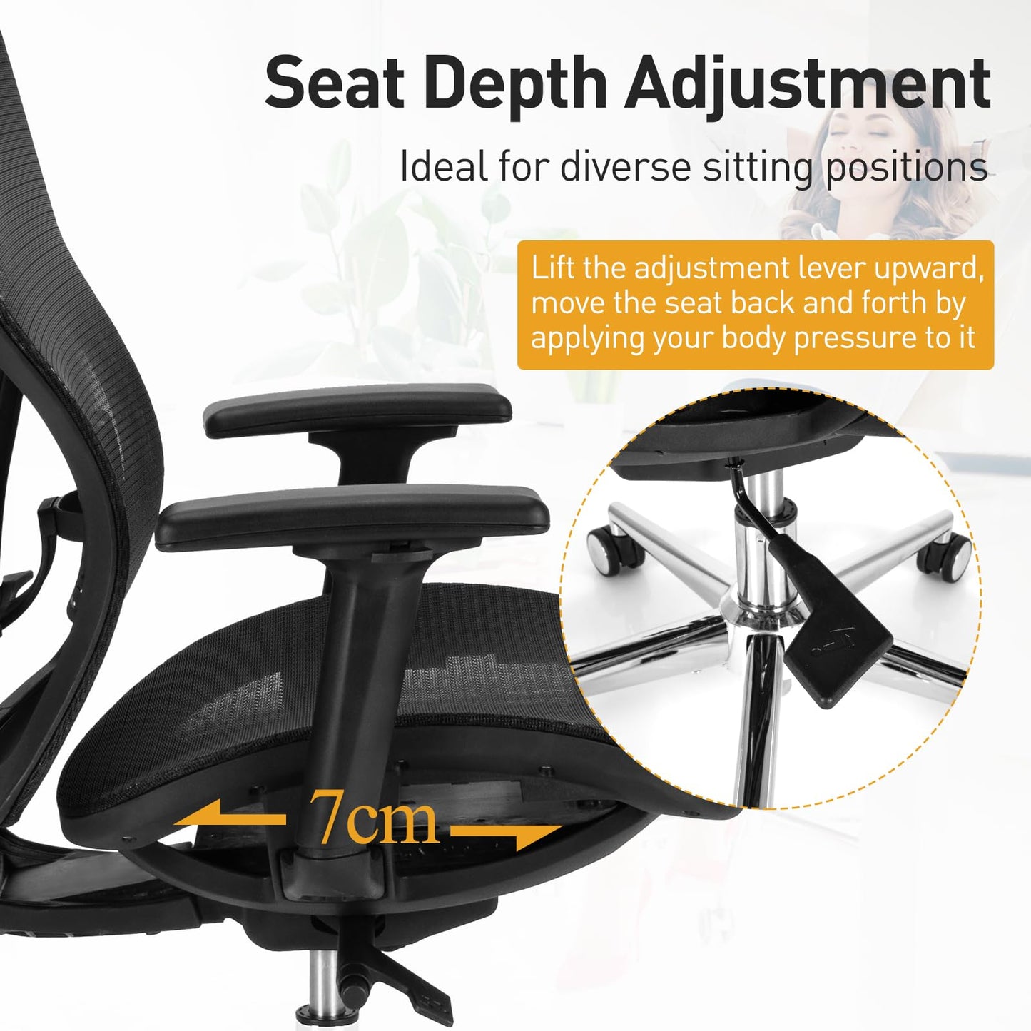 Mesh Office Chair, Ergonomic High Back Swivel Computer Desk Chair with Adjustable Lumbar Support