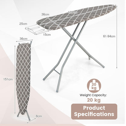 GiantexUK Folding Ironing Board with Extra Cover, 7-Level Height Adjustable Ironing Table with Cotton Cover