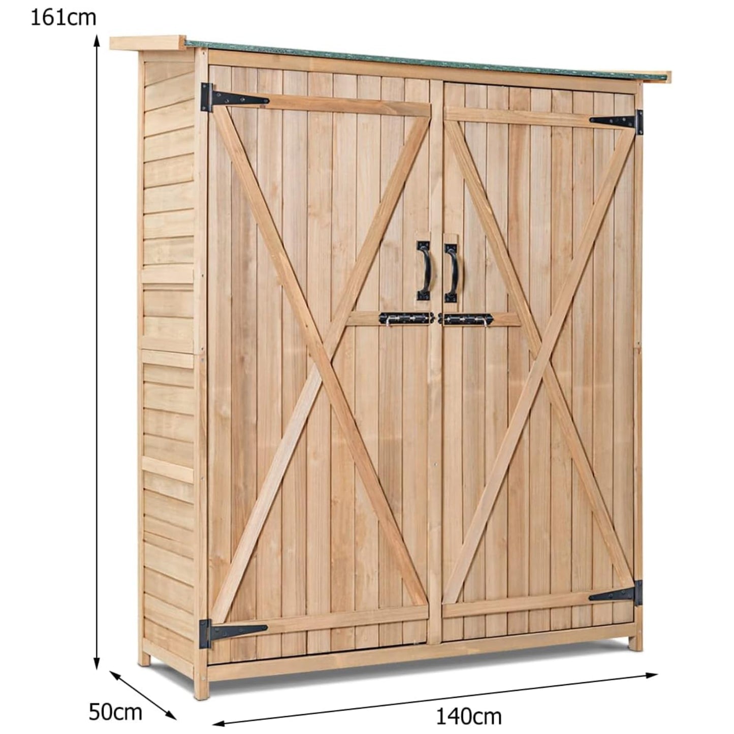 GiantexUK Wooden Garden Shed, Tool Storage Cabinet with 3 Shelves, Asphalt Sloped Roof