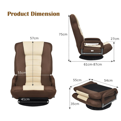 Folding Sofa Chair, 360 Degree Swivel Lazy Floor Sofa with 6-Position Adjustable Backrest