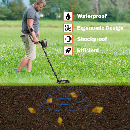 GiantexUK Metal Detector, Adjustable High Accuracy Detector Kit with 25CM Waterproof Search Coil