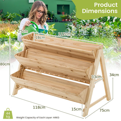 GiantexUK Raised Garden Bed, 3 Tier Vertical Ladder Planter with Slatted shelf