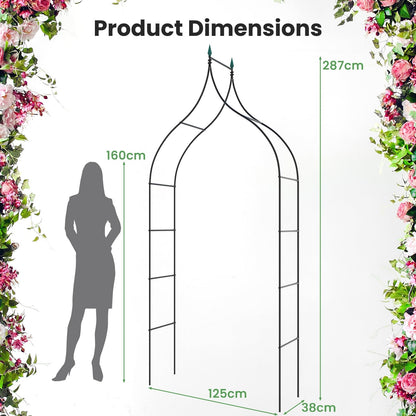 GiantexUK Metal Garden Arch, Outdoor Trellis Rack Plants Flower Rose Climbing Support