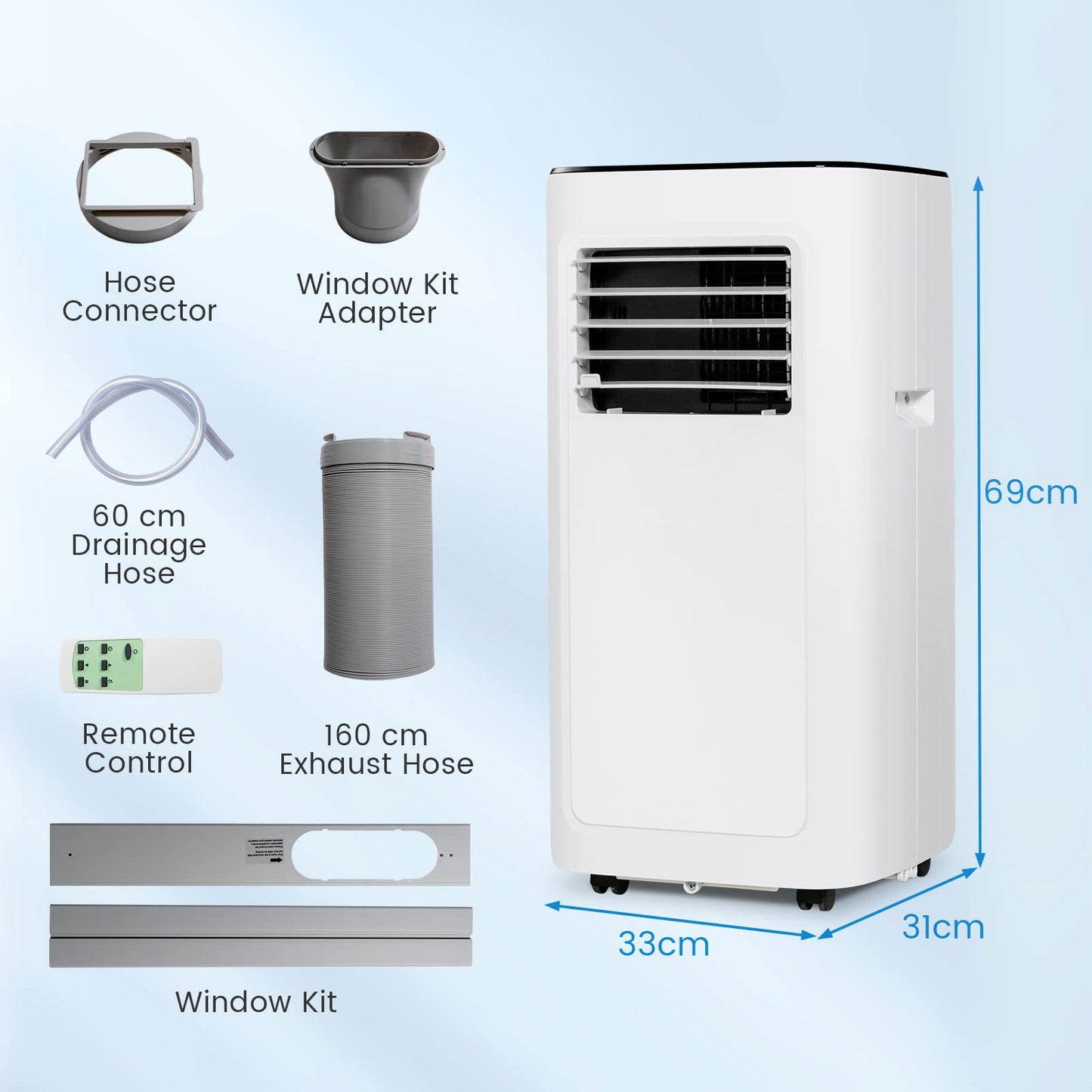 GiantexUK Portable Air Conditioner 8000BTU, 4-In-1 AC Unit, Heater, Dehumidifier, 2-Speed Fan with WiFi Smart APP