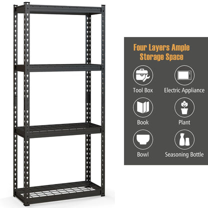 GiantexUK 4 Tier Garage Shelving Unit, Heavy Duty Adjustable Metal Shelves with Anti-tipping Device