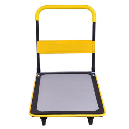 GiantexUK Folding Hand Sack Truck, 300KG Capacity Heavy Duty Platform Trolley with Wheels & Handle (91x61x89cm, 300KG, Yellow+Black)