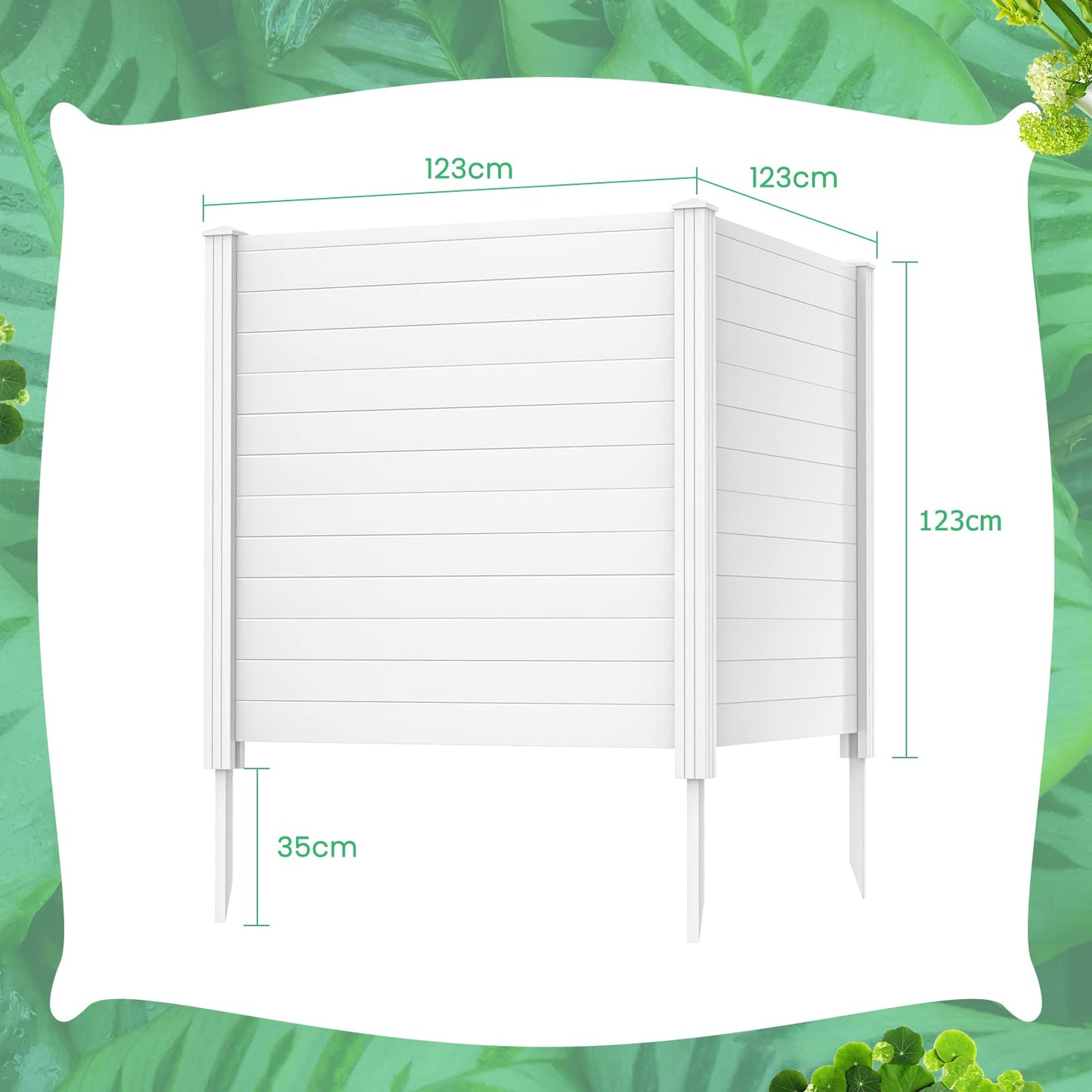 2 Panels Outdoor Privacy Screen, 123cm Decorative Fence Trash Can Enclosure with 3 Stakes