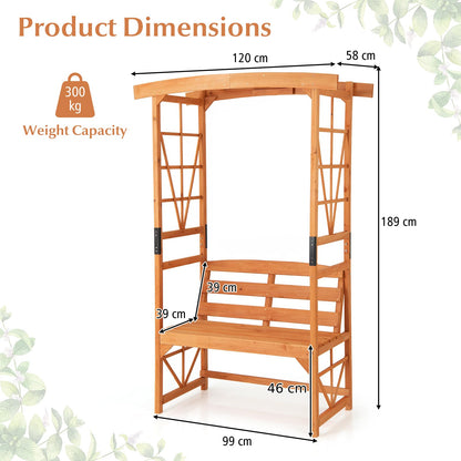 GiantexUK Garden Arch with Bench, 2-Seater Rose Trellis Pergola Pavilion Arbour