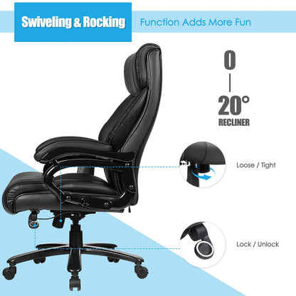 PU Leather Massage Office Chair, 400LBS Big and Tall Ergonomic Computer Chair with 5 Modes Massage Function