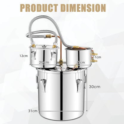 GiantexUK 3 Pots Home Distiller Moonshine Still, 5 Gal 22L Stainless Steel Water Alcohol Spirits Boiler Brewing Kit