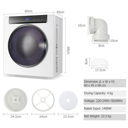 GiantexUK 4KG Vented Tumble Dryer, 1400W Compact Mini Tumble Dryer with 2 Modes, 3 Heat Levels