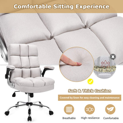 Executive Office Chair, Ergonomic High Back Swivel Computer Desk Chairs with Flip-up Armrests