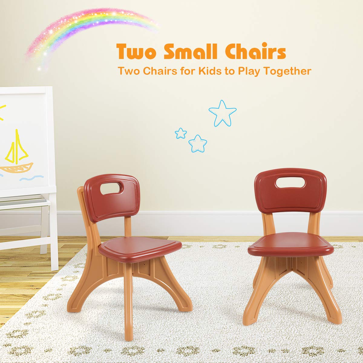 Kids Table and Chairs Set, Children Activity Art Table and 2 Chairs Set with Detachable Storage Bins