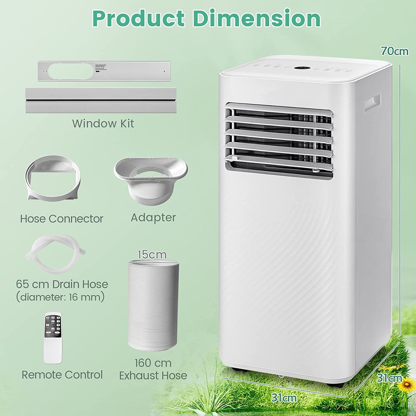 GiantexUK Portable Air Conditioner 9000BTU, 4-In-1 Powerful AC Unit, Dehumidifier, 2 Speeds Cooling Fan with Sleep Mode(with Child Lock)