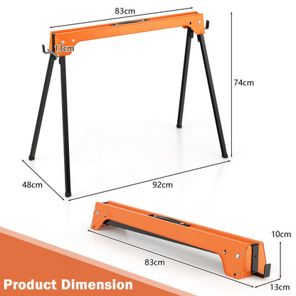 GiantexUK Folding Sawhorses Pack of 2, Twin Pack Workbench with Handle & Non-Slip footpads